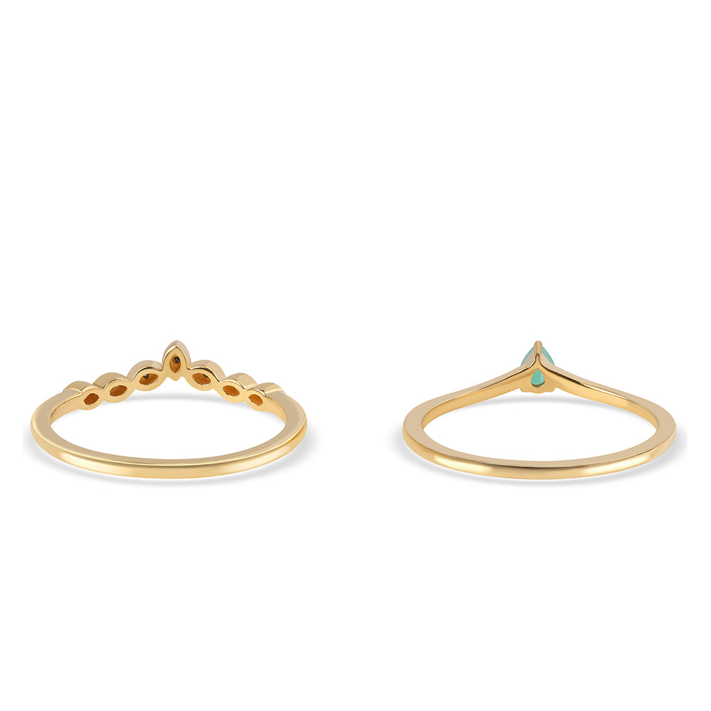 Arannyal Bevont Ezüst Szett Kék Gyémánttal és Brazil Smaragddal ( Gyűrű )