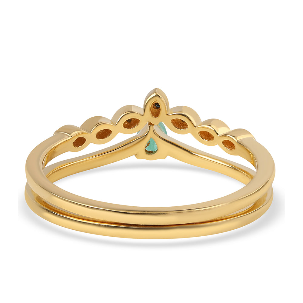 Arannyal Bevont Ezüst Szett Kék Gyémánttal és Brazil Smaragddal ( Gyűrű )