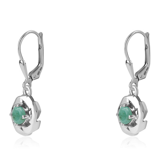 Ezüst Fülbevaló Brazil Smaragddal