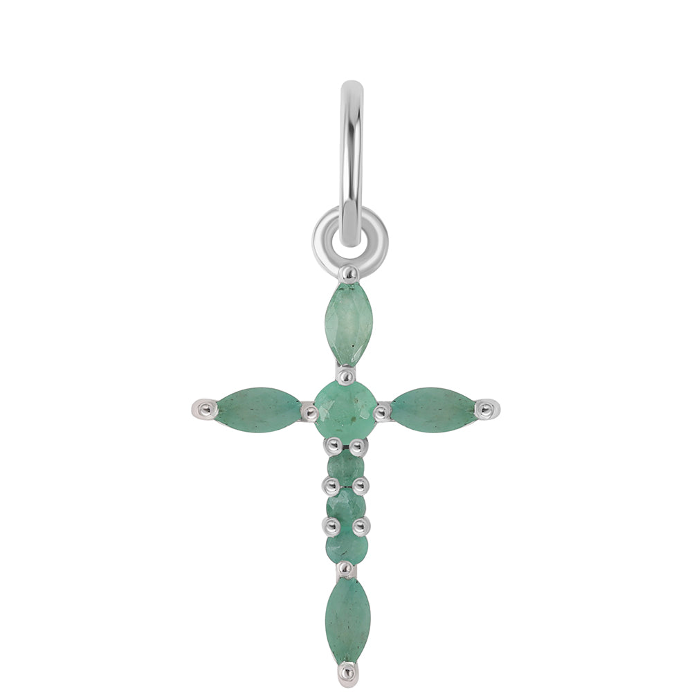 Kereszt Ezüst Medál Brazil Smaragddal 1 