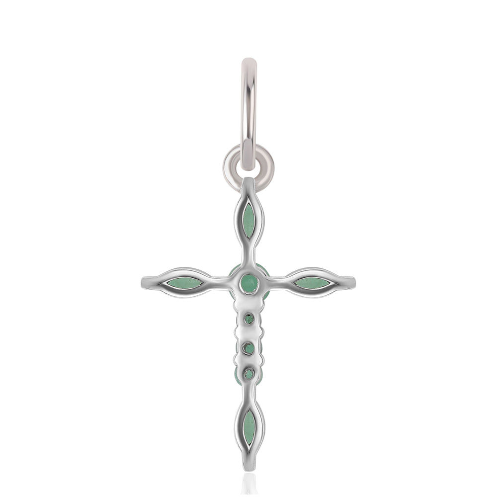 Kereszt Ezüst Medál Brazil Smaragddal 3 