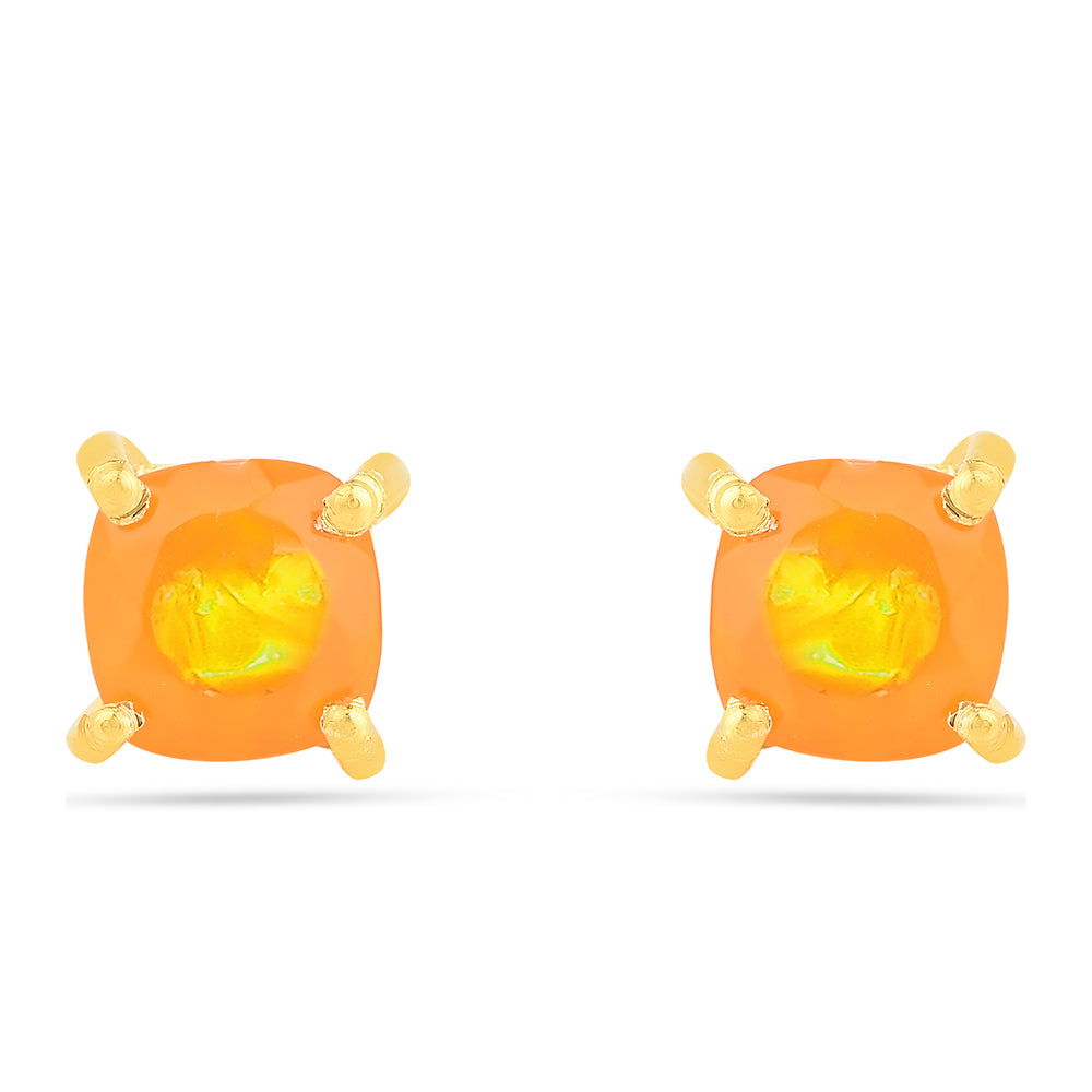 Arannyal Bevont Ezüst Fülbevaló Tűzopállal