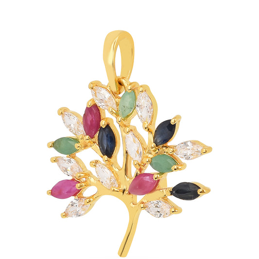 Arannyal Bevont Ezüst Medál Thai Rubinnal és Brazil Smaragddal