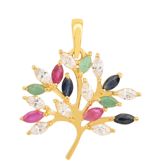 Arannyal Bevont Ezüst Medál Thai Rubinnal és Brazil Smaragddal