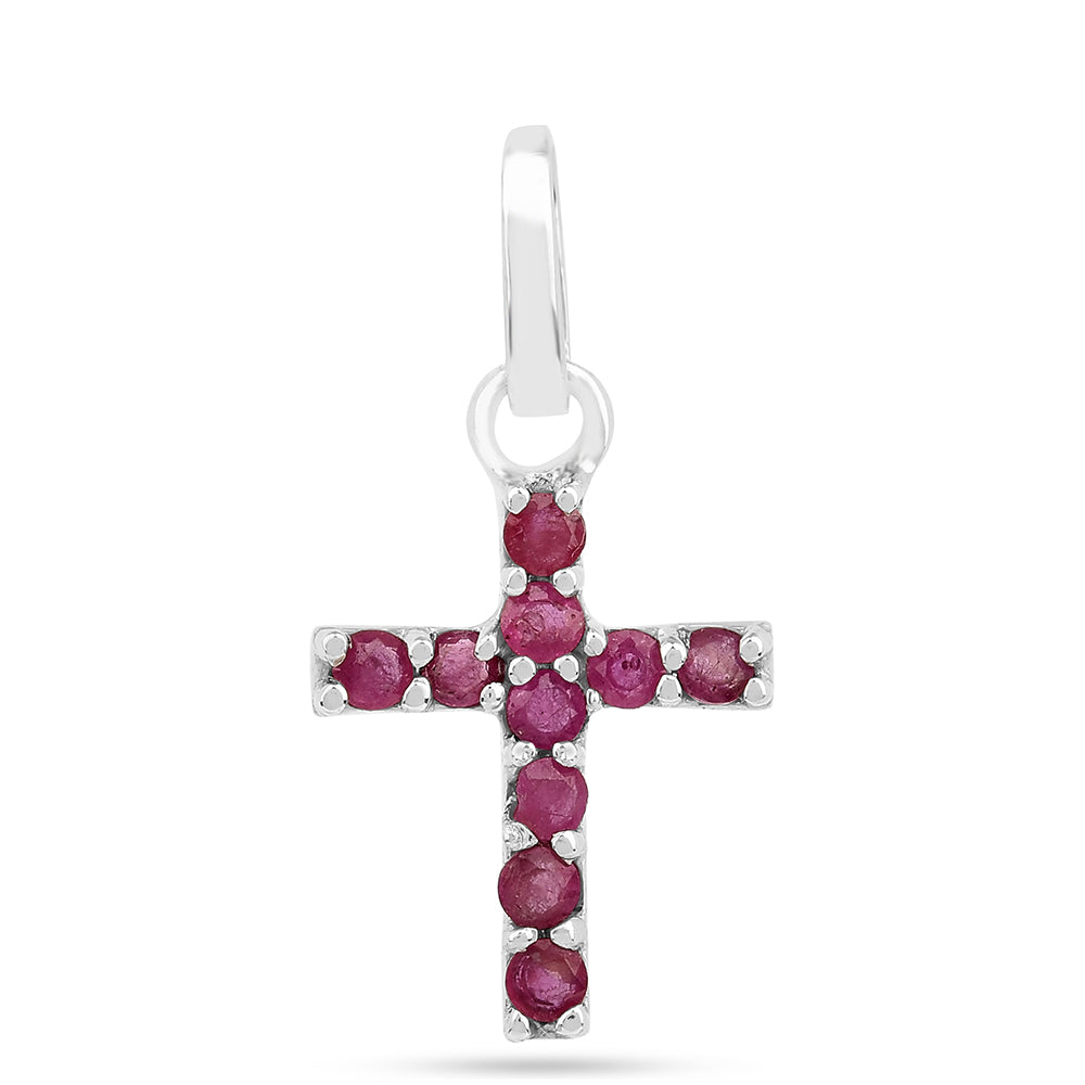 Kereszt Ezüst Medál Thai Rubinnal