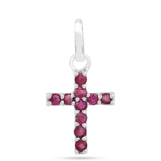 Kereszt Ezüst Medál Thai Rubinnal