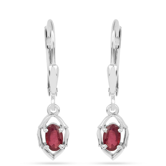 Ezüst Fülbevaló Thai Rubinnal