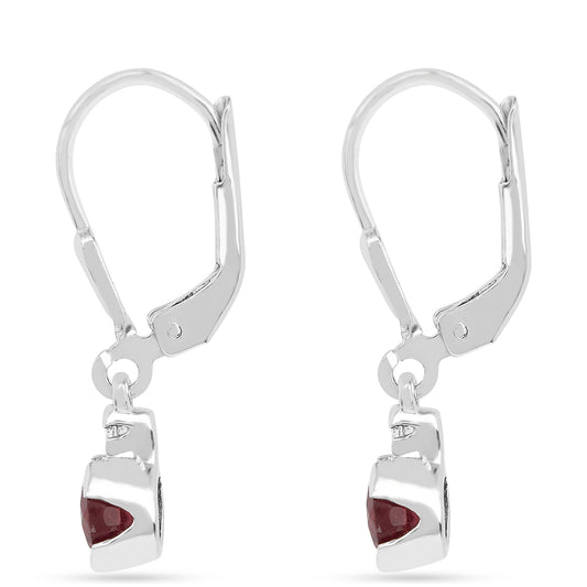 Ezüst Fülbevaló Thai Rubinnal és Fehér Cirkónnal