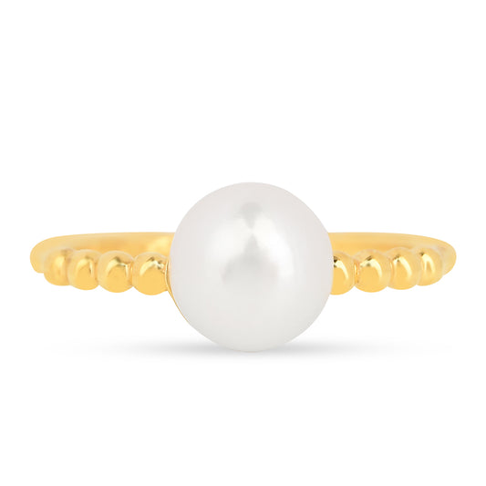 Arannyal Bevont Ezüst Gyűrű Krém Édesvízi Kagylógyönggyel