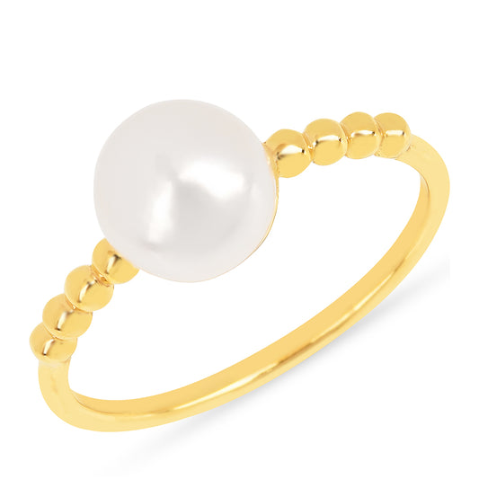 Arannyal Bevont Ezüst Gyűrű Krém Édesvízi Kagylógyönggyel