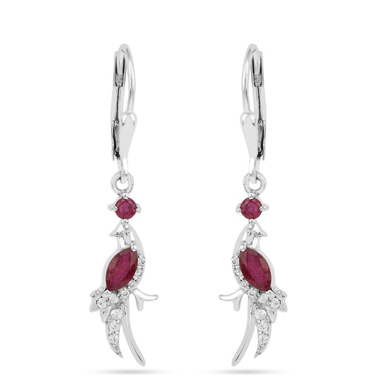 Ezüst Fülbevaló Thai Rubinnal