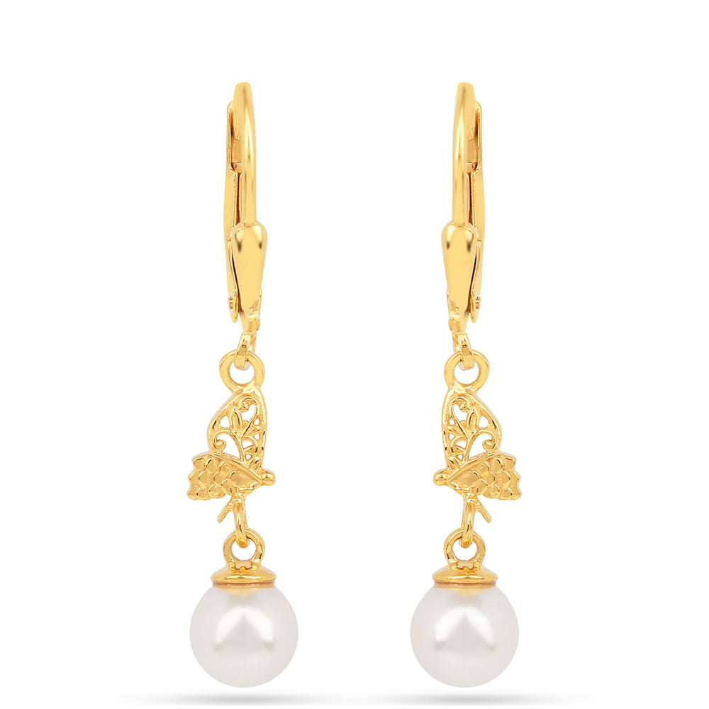 Arannyal Bevont Ezüst Fülbevaló Krém Édesvízi Kagylógyönggyel 1 