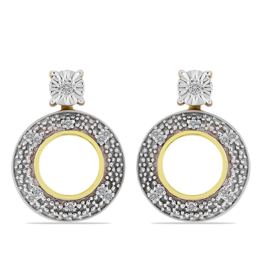 Arannyal Bevont Ezüst Fülbevaló Fehér Gyémánttal 1 