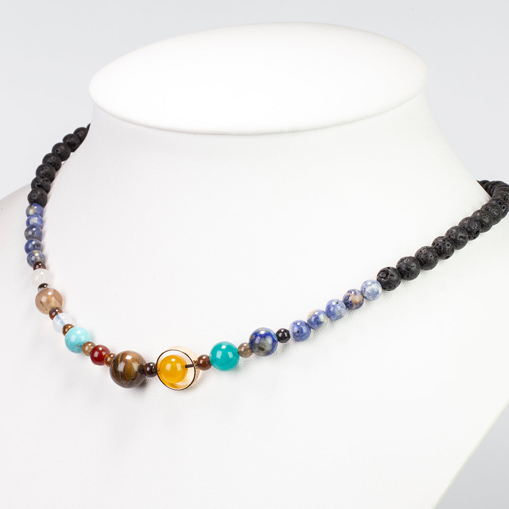 Nugget Nyaklánc Lapisz Lazulival és Tigrisszem Drágakővel 5 