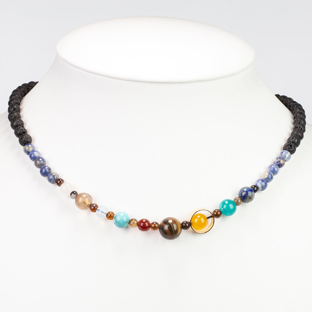 Nugget Nyaklánc Lapisz Lazulival és Tigrisszem Drágakővel