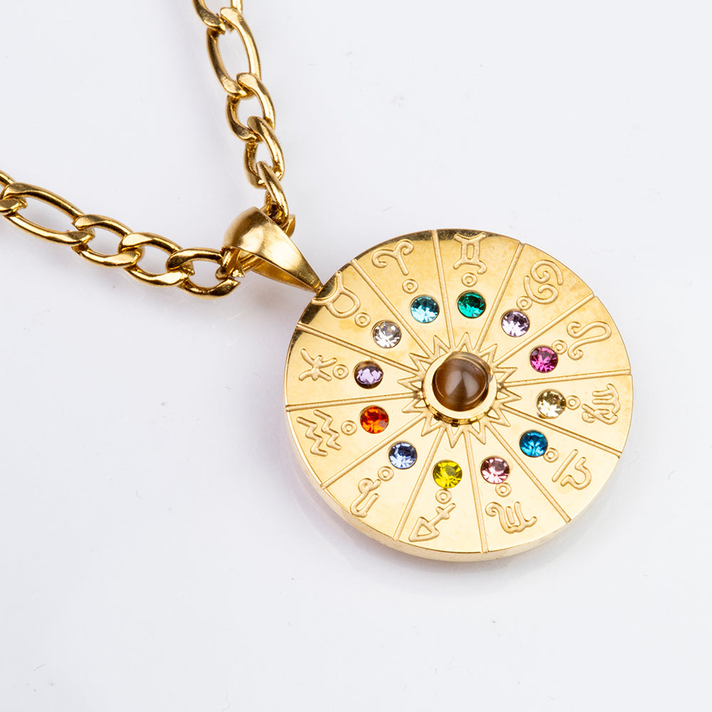 Arany tónusú Emporia Ötvözetű Nyaklánc Tigrisszem Drágakővel ( Nyaklánc+Medál ) 1 