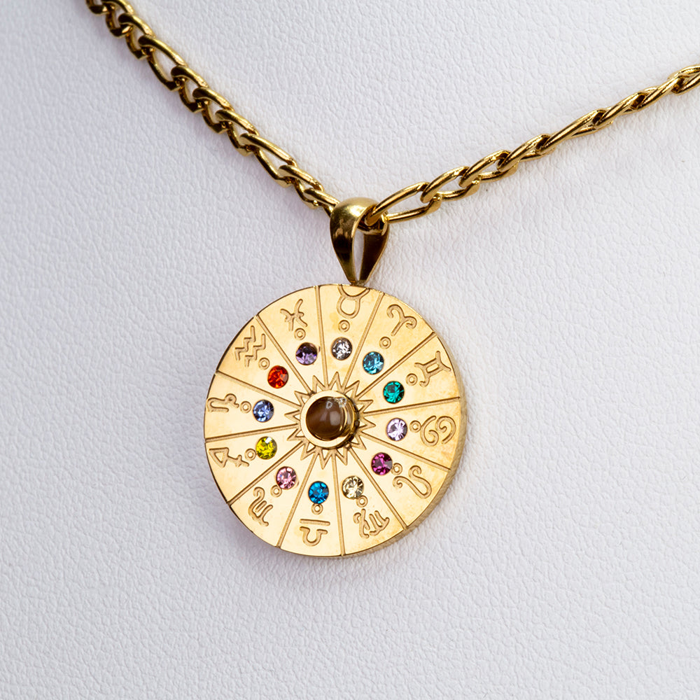 Arany tónusú Emporia Ötvözetű Nyaklánc Tigrisszem Drágakővel ( Nyaklánc+Medál ) 2 