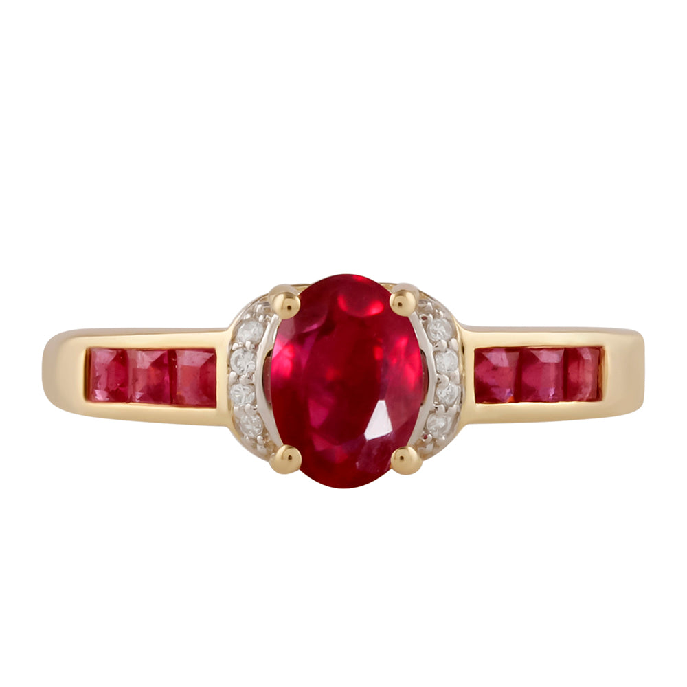 9 Karátos Arany Gyűrű Madagaszkári Rubinnal és Fehér Cirkónnal 1 