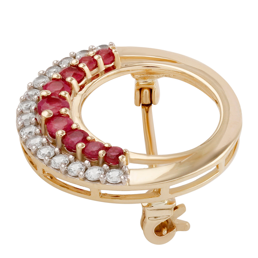 9 Karátos Arany Bross Madagaszkári Rubinnal és Fehér Cirkónnal