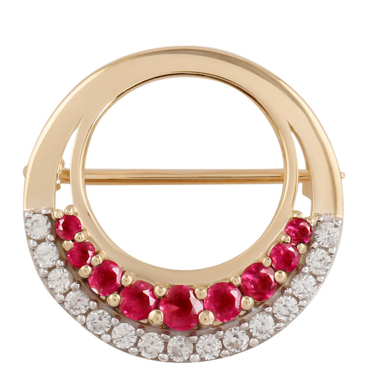 9 Karátos Arany Bross Madagaszkári Rubinnal és Fehér Cirkónnal