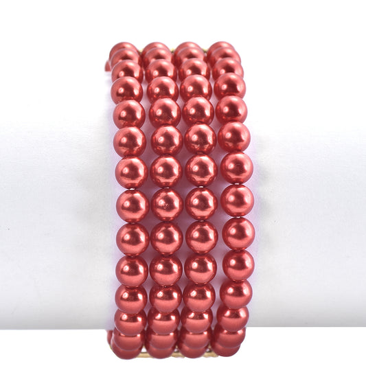 Arannyal Bevont Ezüst Karkötő Vörös Édesvízi Kagylógyönggyel