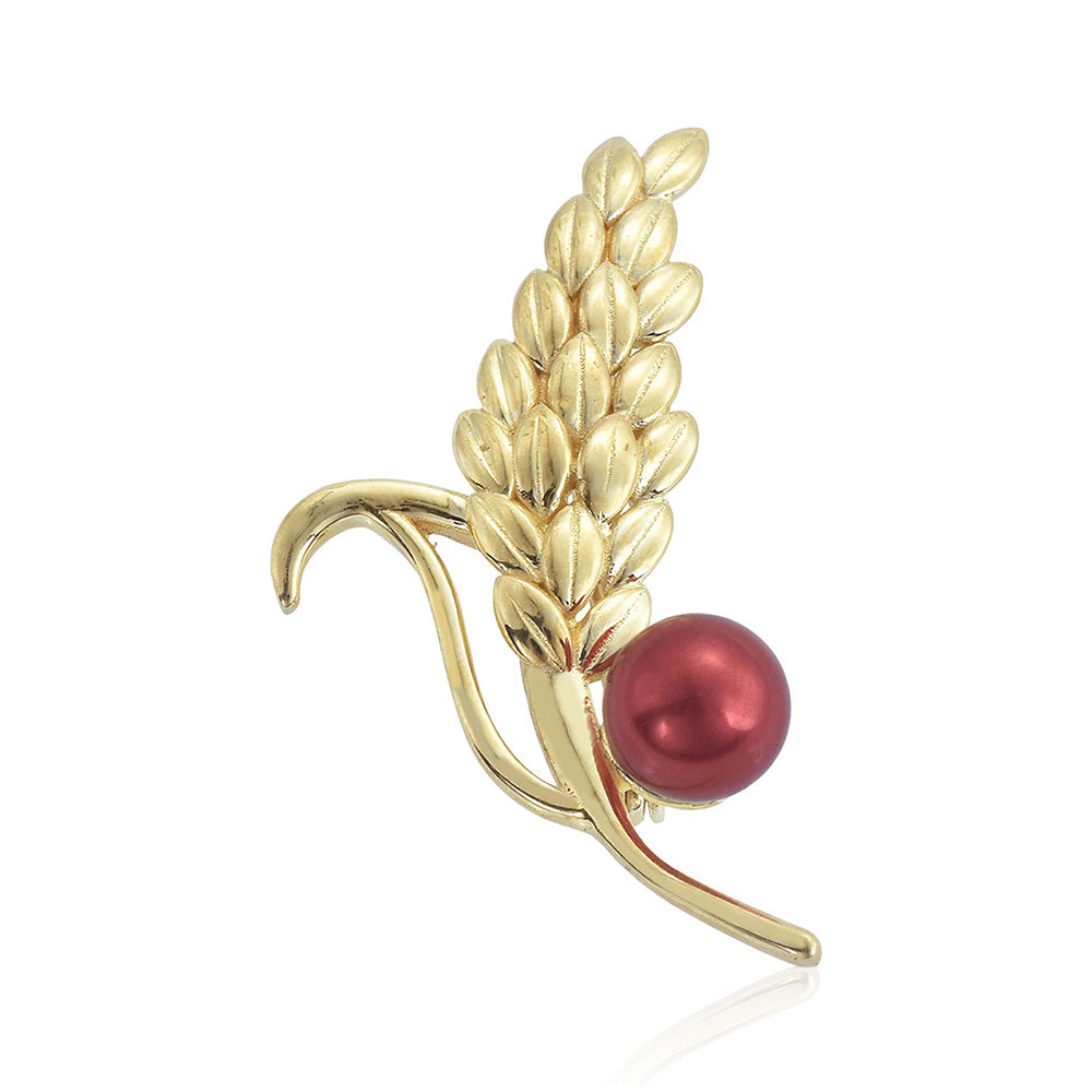 Arannyal Bevont Ezüst Bross Vörös Édesvízi Kagylógyönggyel