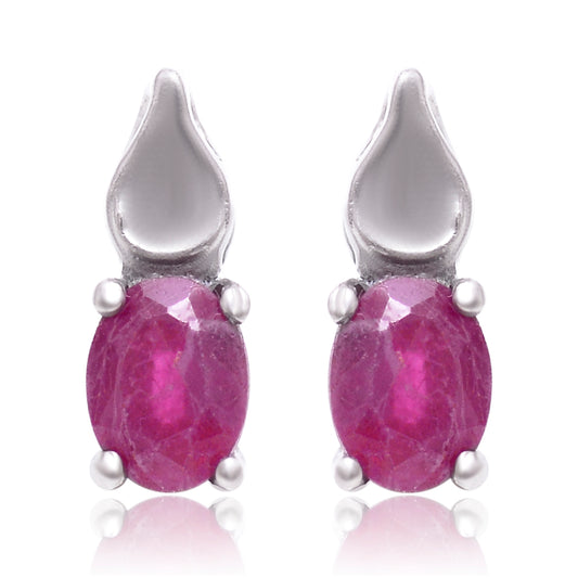 Ezüst Fülbevaló Madagaszkári Rubinnal