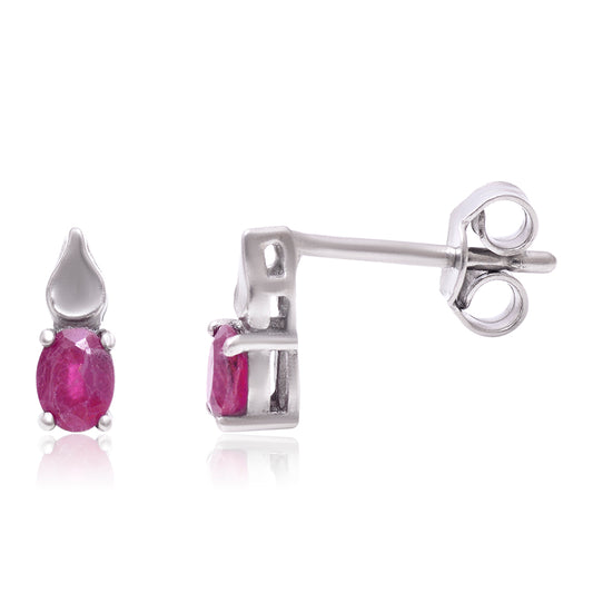 Ezüst Fülbevaló Madagaszkári Rubinnal