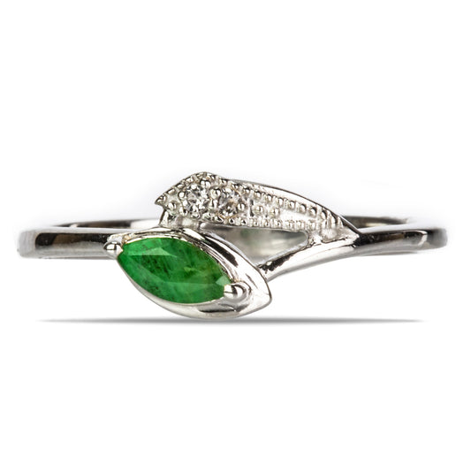 Ezüst Gyűrű Brazil Smaragddal és Fehér Topázzal