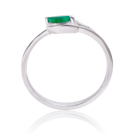 Ezüst Gyűrű Brazil Smaragddal és Fehér Topázzal