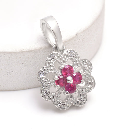 Ezüst Medál Madagaszkári Rubinnal és Fehér Topázzal