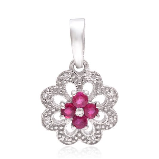 Ezüst Medál Madagaszkári Rubinnal és Fehér Topázzal