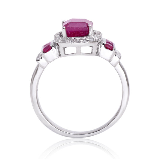 Ezüst Gyűrű Madagaszkári Rubinnal és Fehér Topázzal
