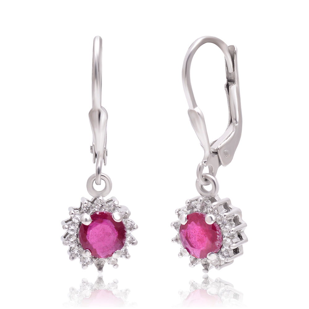 Ezüst Fülbevaló Madagaszkári Rubinnal és Fehér Topázzal 1 
