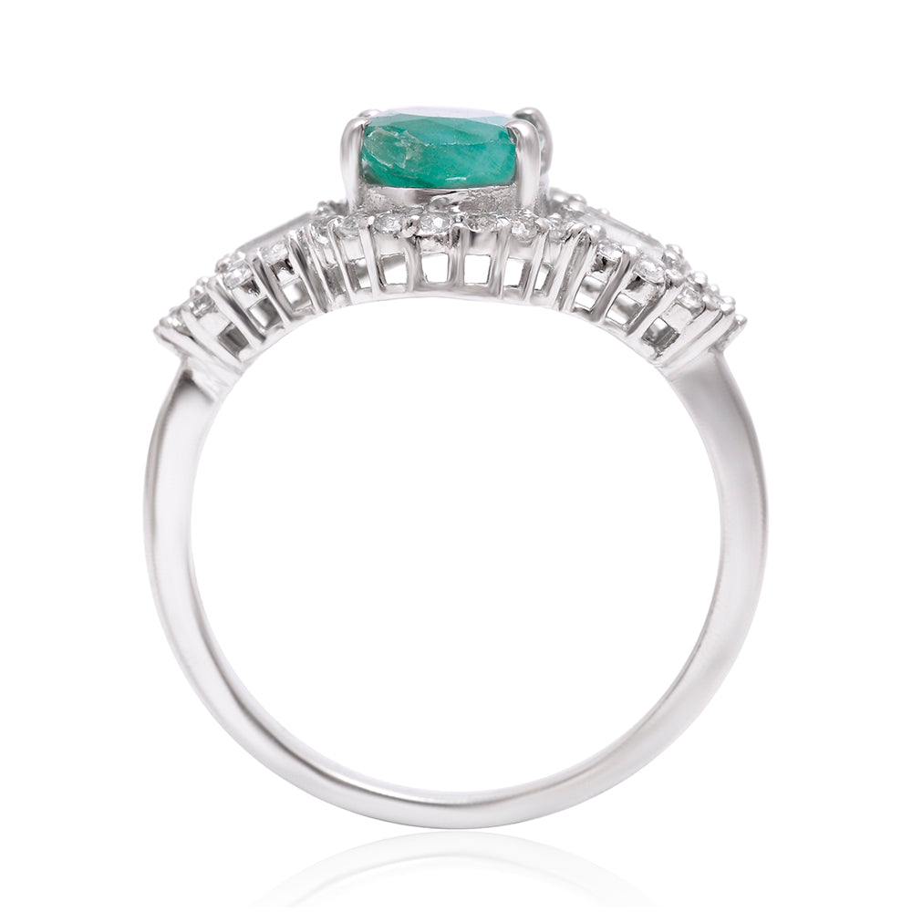 Ezüst Gyűrű Brazil Smaragddal és Fehér Topázzal