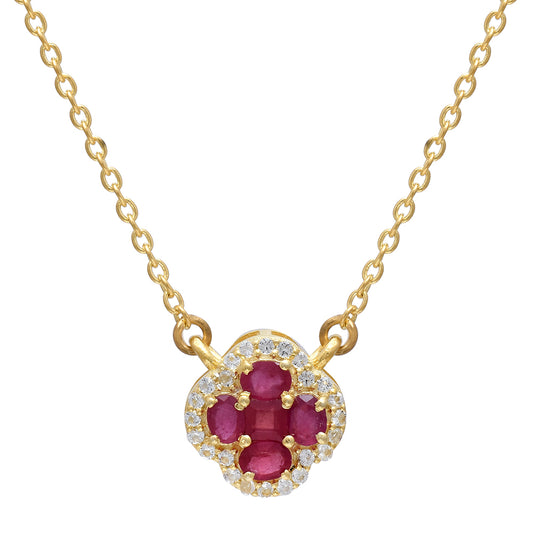 Arannyal Bevont Ezüst Nyaklánc Madagaszkári Rubinnal