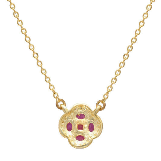 Arannyal Bevont Ezüst Nyaklánc Madagaszkári Rubinnal