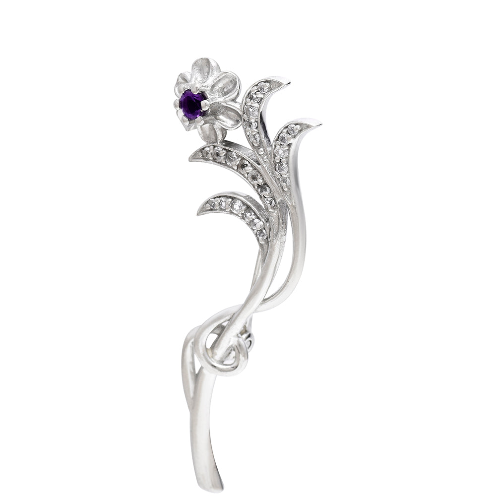Ezüst Bross Marokkói Ametiszttel és Fehér Topázzal 1 
