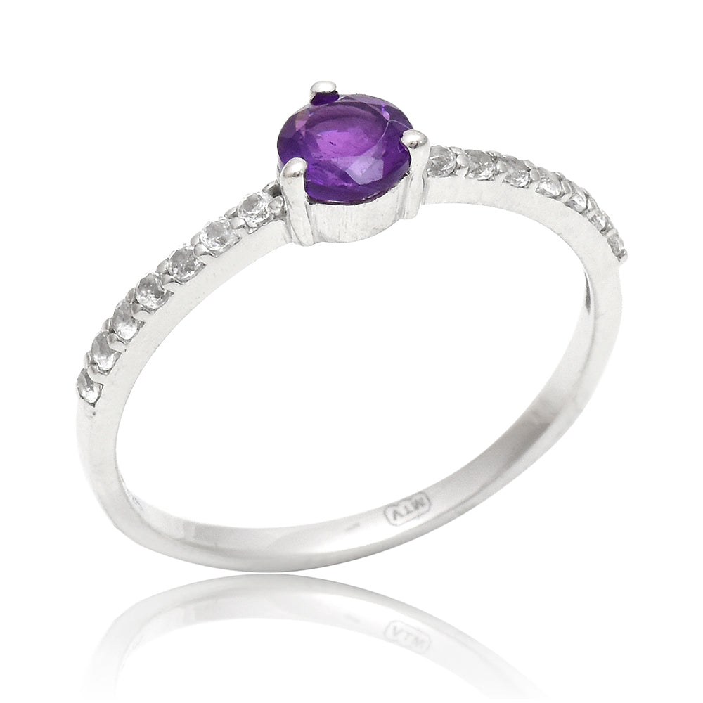 Arannyal Bevont Ezüst Gyűrű Marokkói Ametiszttel és Fehér Topázzal 1 