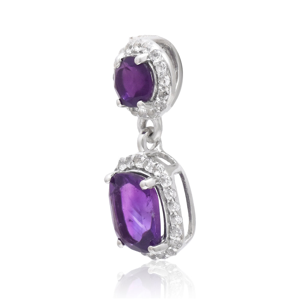 Ezüst Medál Marokkói Ametiszttel és Fehér Topázzal 3 