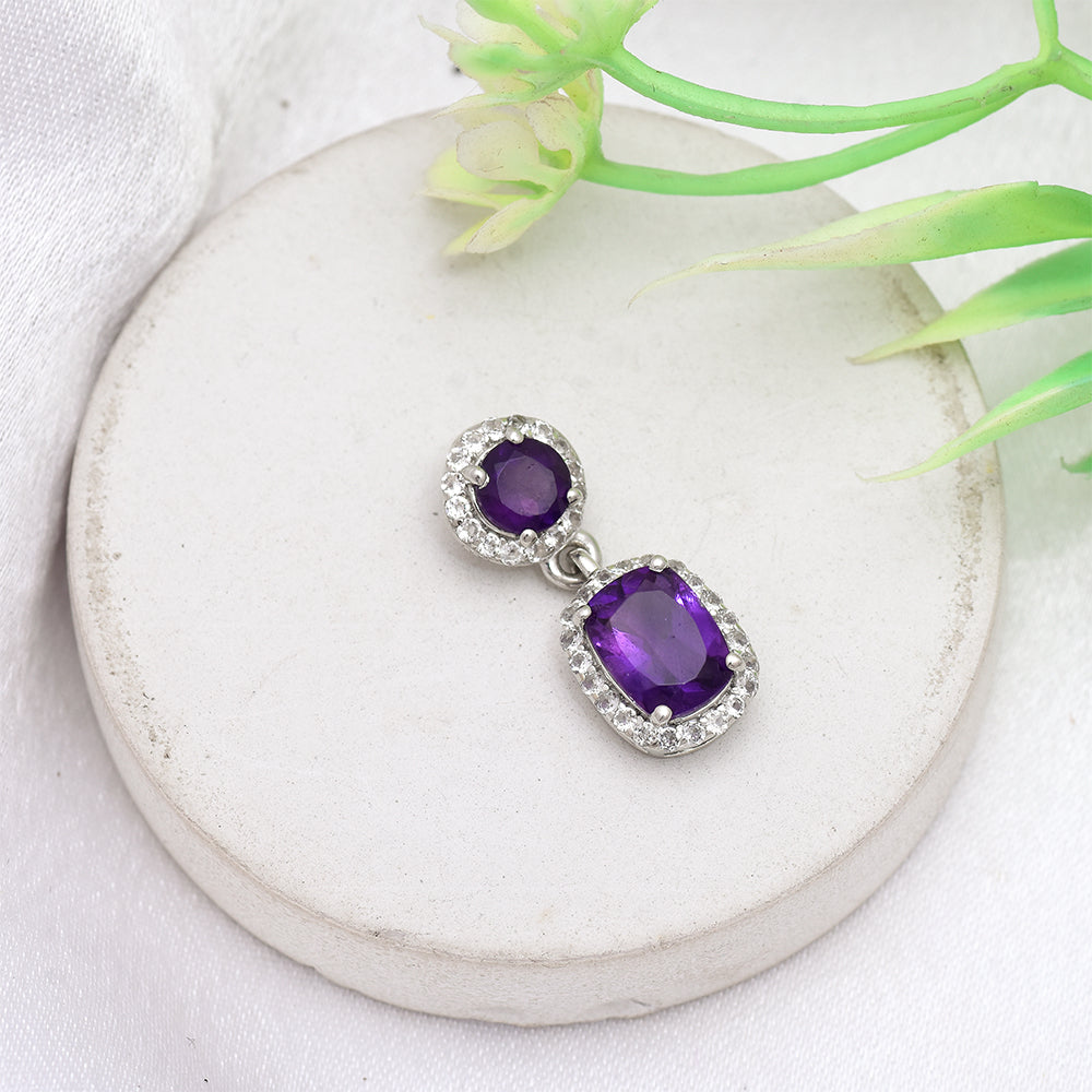 Ezüst Medál Marokkói Ametiszttel és Fehér Topázzal 1 