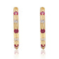 Arannyal Bevont Ezüst Fülbevaló Madagaszkári Rubinnal és Fehér Topázzal