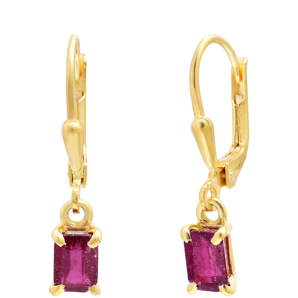 Arannyal Bevont Ezüst Fülbevaló Madagaszkári Rubinnal