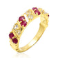 Arannyal Bevont Ezüst Gyűrű Madagaszkári Rubinnal és Fehér Topázzal
