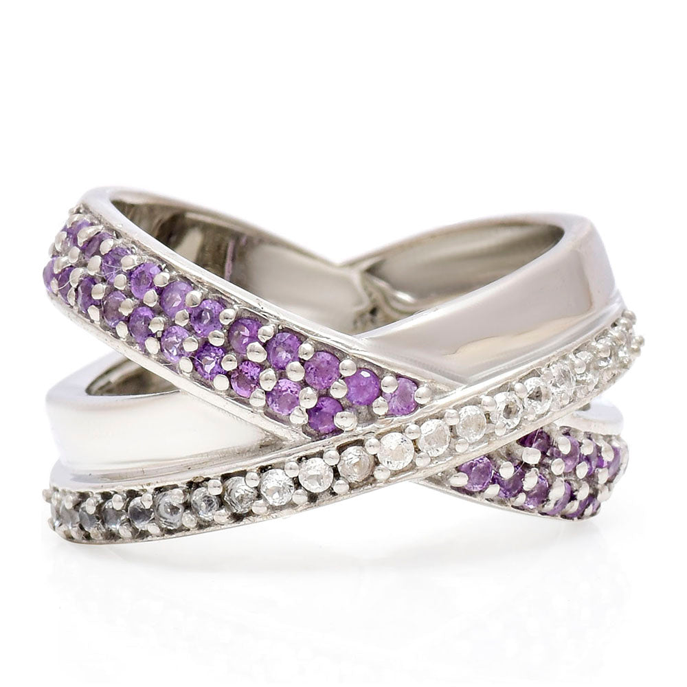 Ezüst Gyűrű Marokkói Ametiszttel és Fehér Topázzal 1 