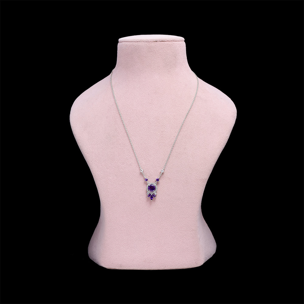 Ezüst Nyaklánc Marokkói Ametiszttel és Fehér Topázzal