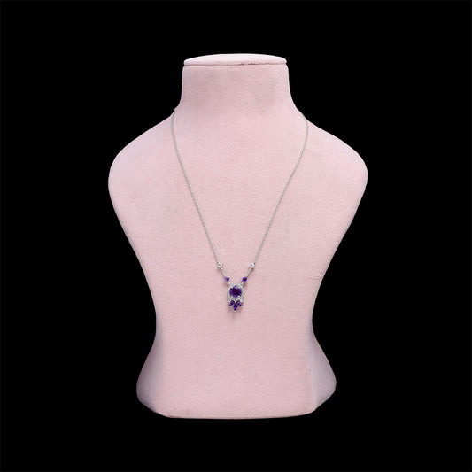 Ezüst Nyaklánc Marokkói Ametiszttel és Fehér Topázzal