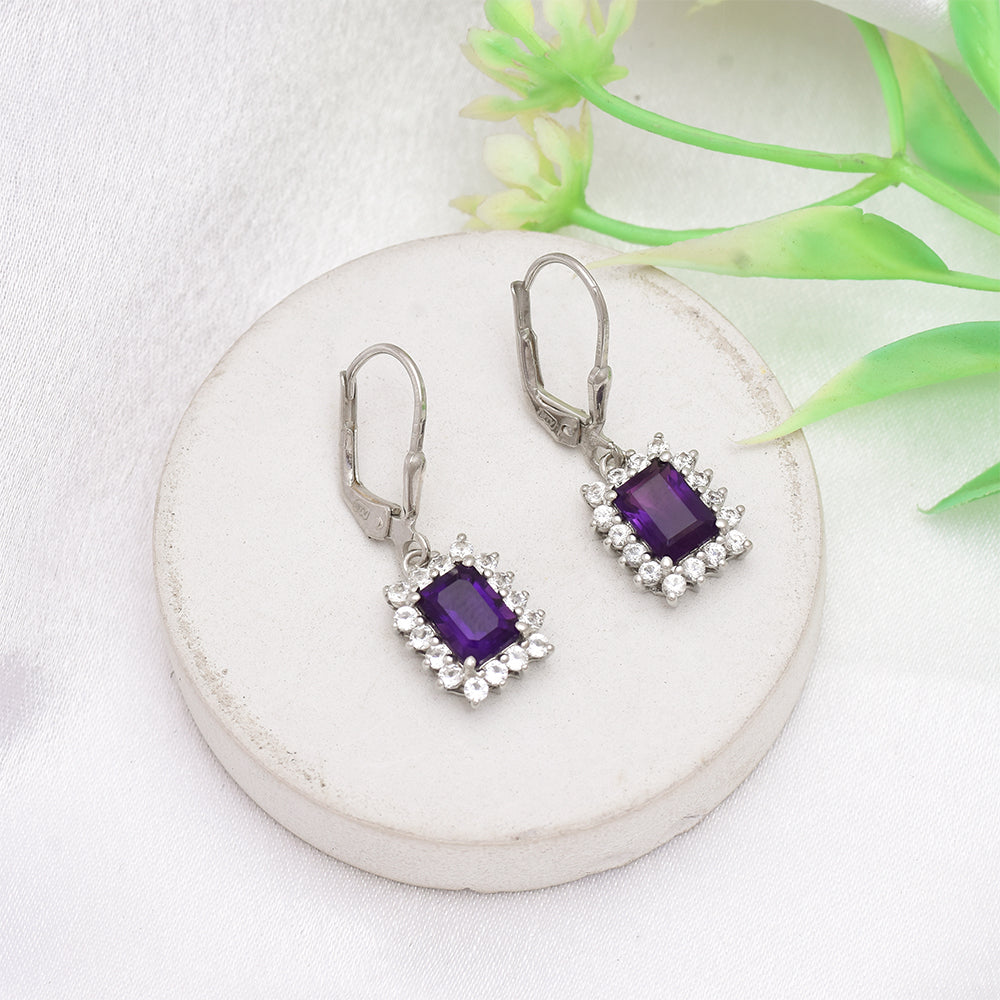 Ezüst Fülbevaló Marokkói Ametiszttel és Fehér Topázzal 1 