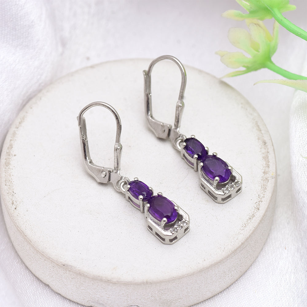 Ezüst Fülbevaló Marokkói Ametiszttel 1 