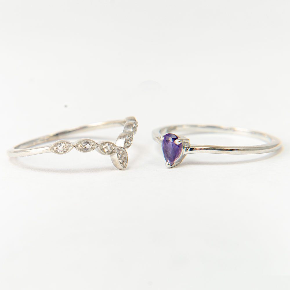 Ezüst Szett Marokkói Ametiszttel és Fehér Topázzal ( Gyűrű ) 1 